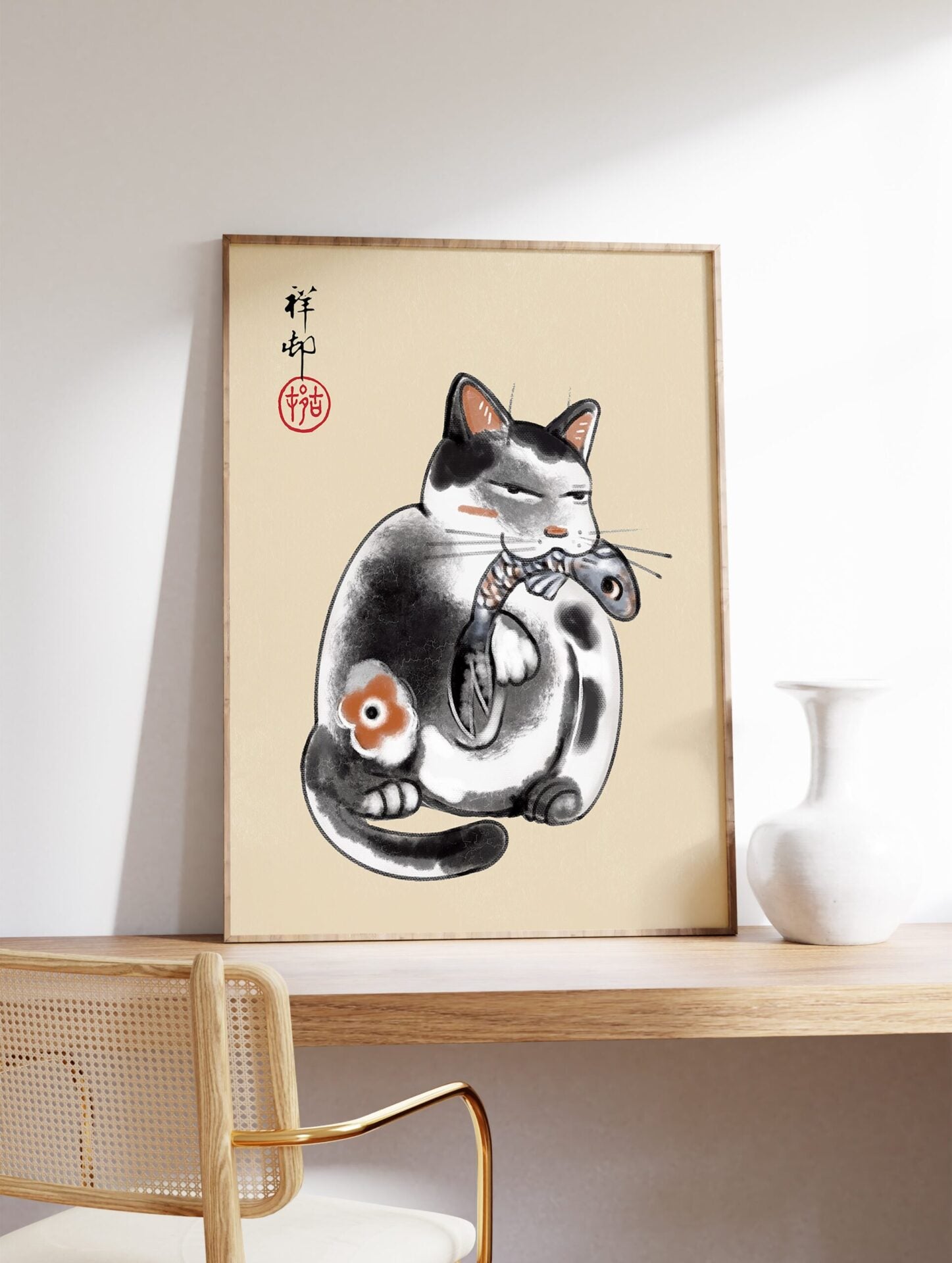 Japanese Cat Poster, Japanese Cat Print