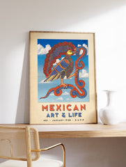 Mexican Eagle and Snake Poster, Traditional Mexican Print