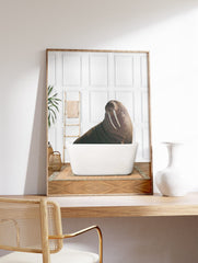 Walrus in the Bathtub Poster, Walrus Print