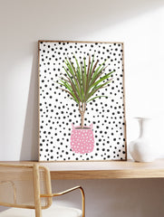 Flower Pot Poster, Polka Dot Flower Pot Print