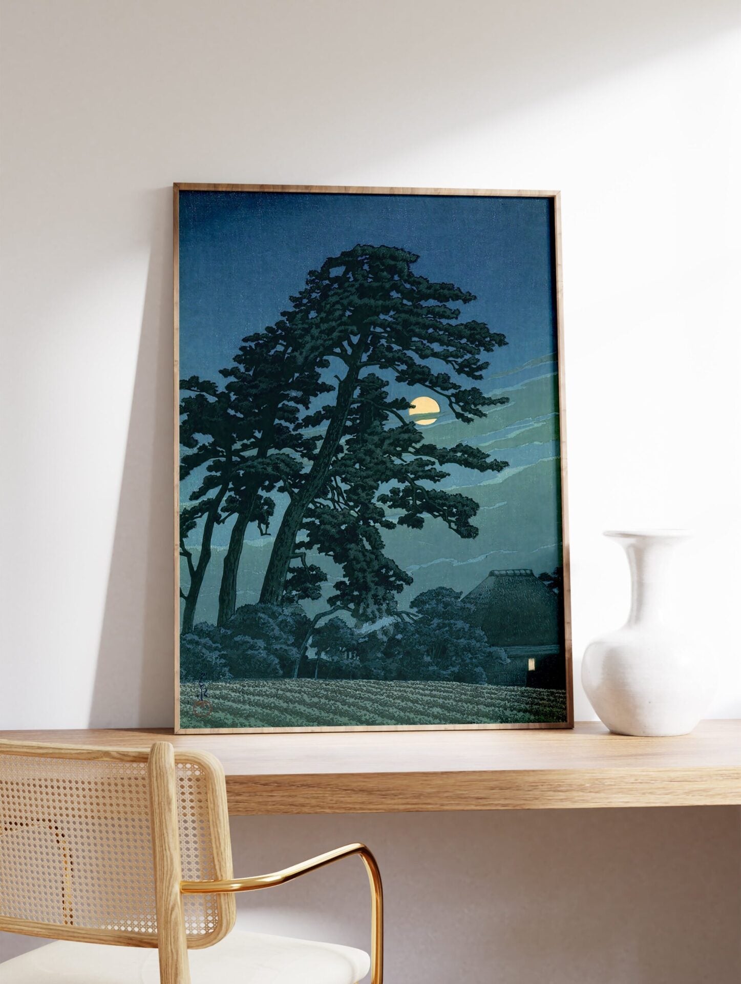 Full Moon in Magome by Kawase Hasui Art Poster, Kawase Hasui Print