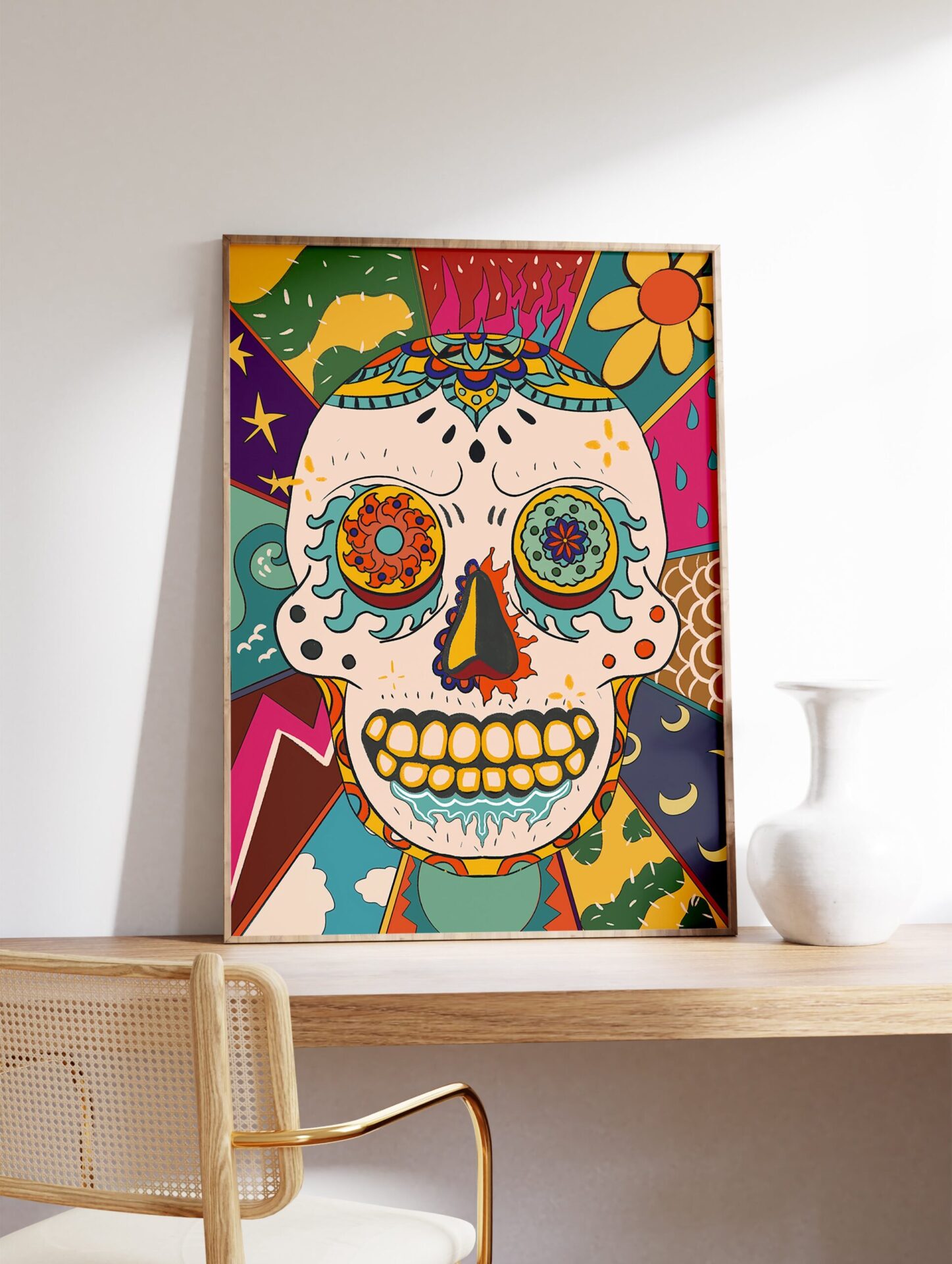 Mexican Skull Poster, Mexican Interior Print