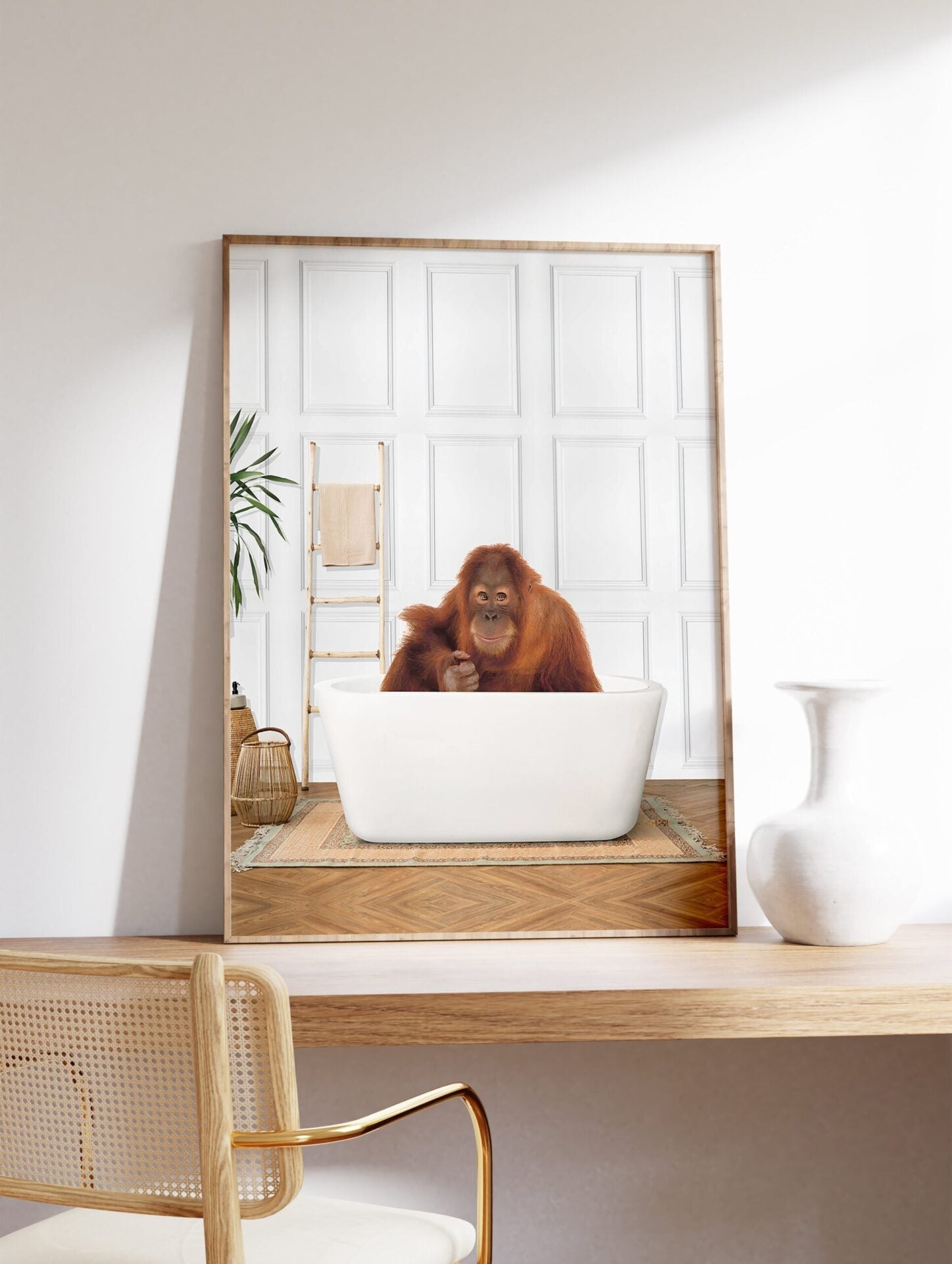 Orangutan in the Bathtub Poster, Orangutan Print