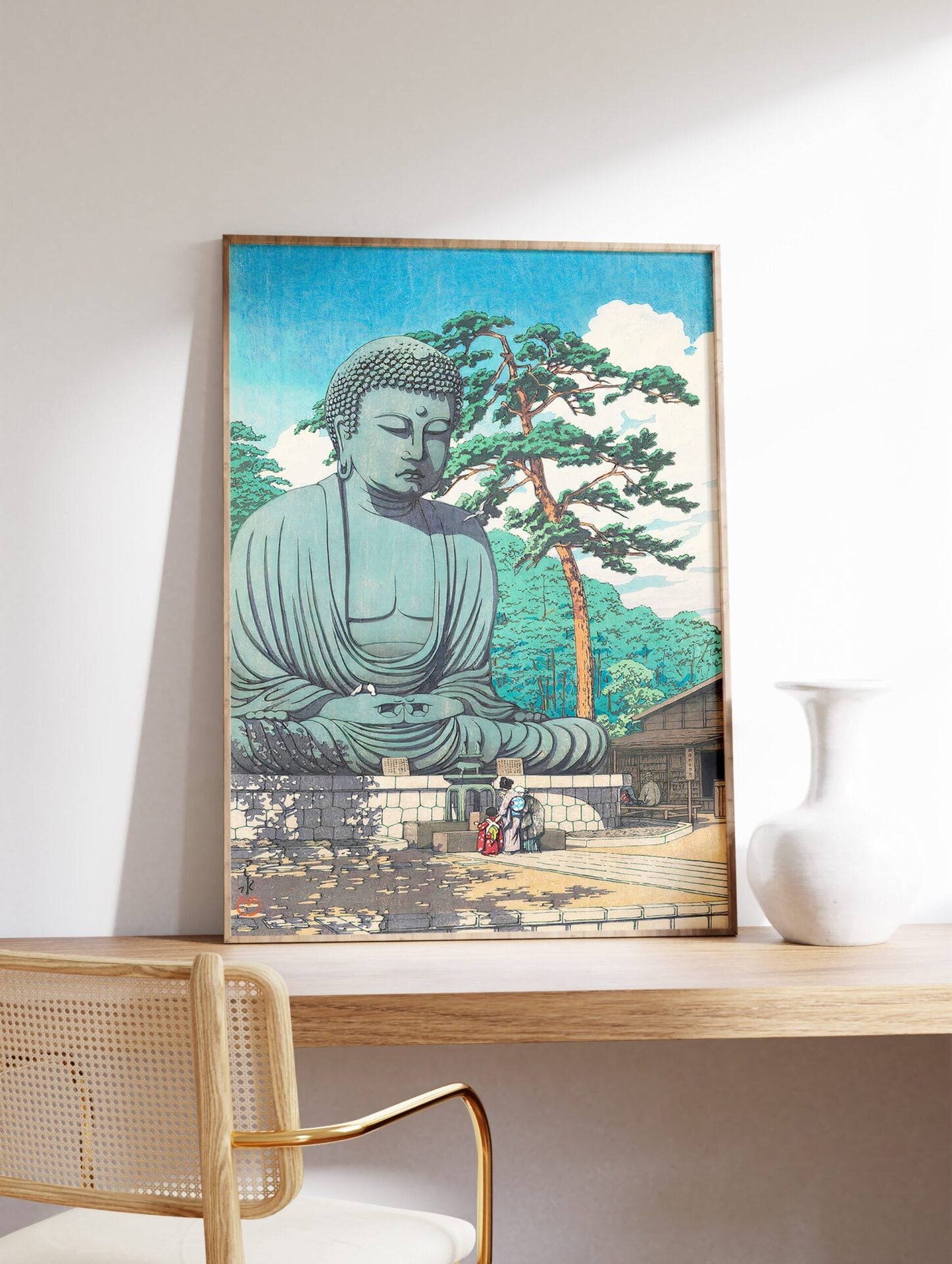 The Great Buddha at Kamakura by Kawase Hasui Art Poster, Kawase Hasui Print