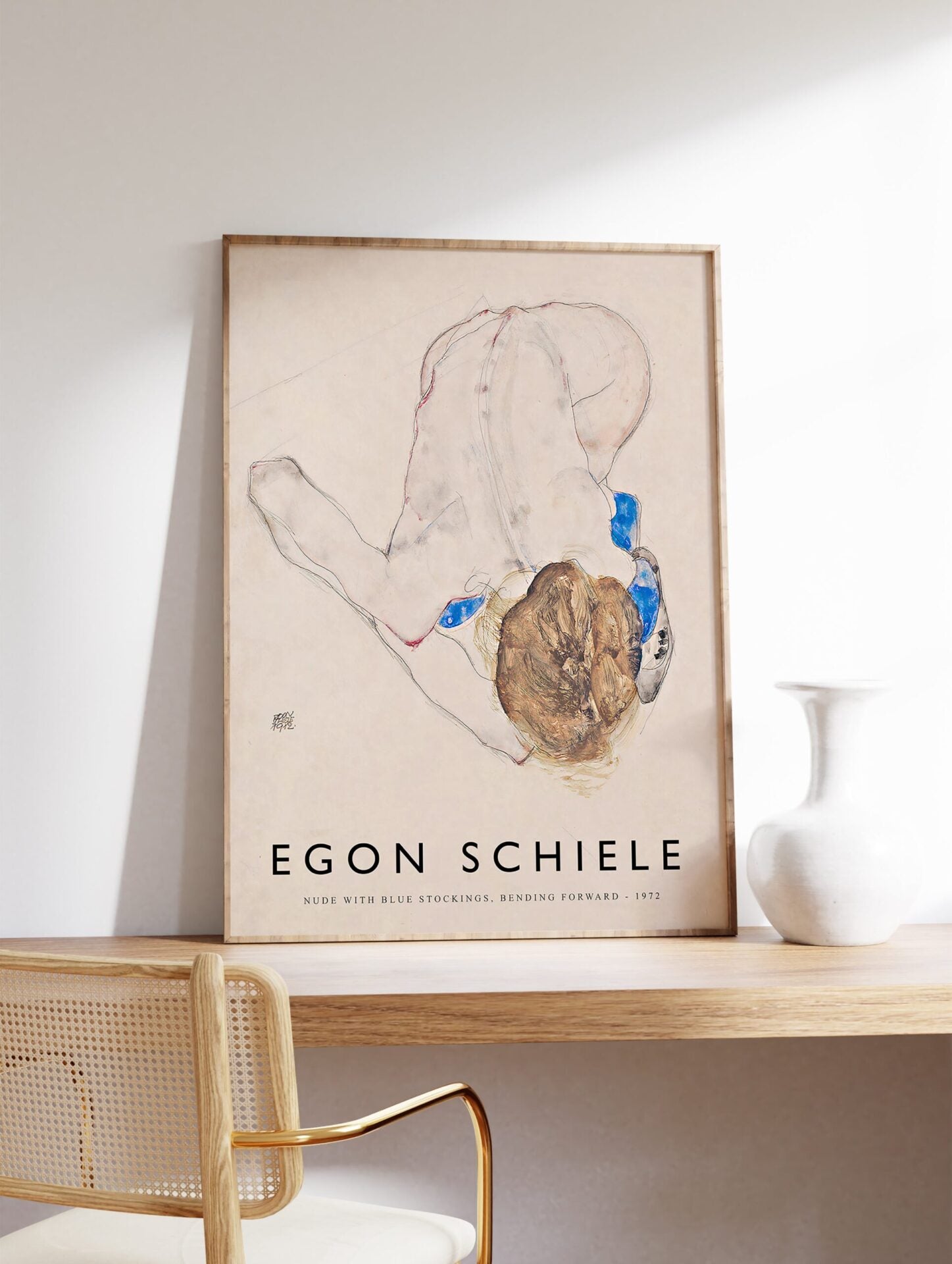 Nude with Blue Stockings Poster by Egon Schiele, Egon Schiele Print