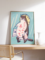 Japanese Cat Poster, Japanese Matchbox Print