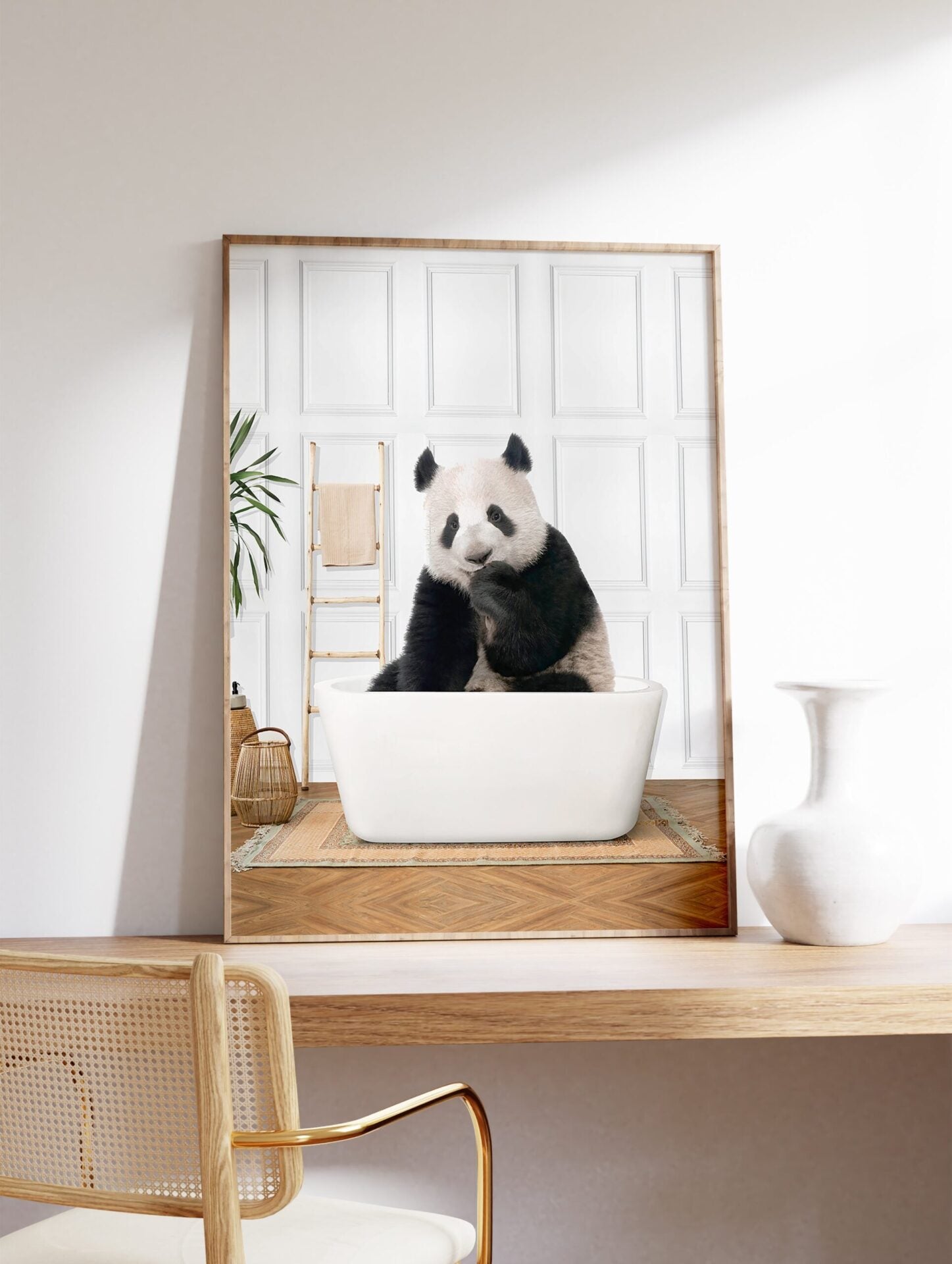 Panda in the Bathtub Poster, Panda Print