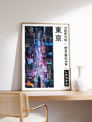 Tokyo Shibuya Neon Poster, Tokyo City Print