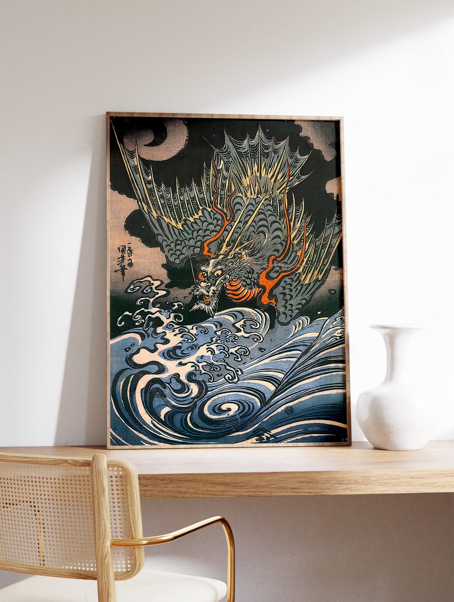 Japanese Dragon Poster, Traditional Japanese Animal Print