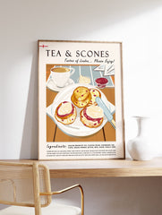 Tea and Scones Food Poster, British Tea and Scones Print