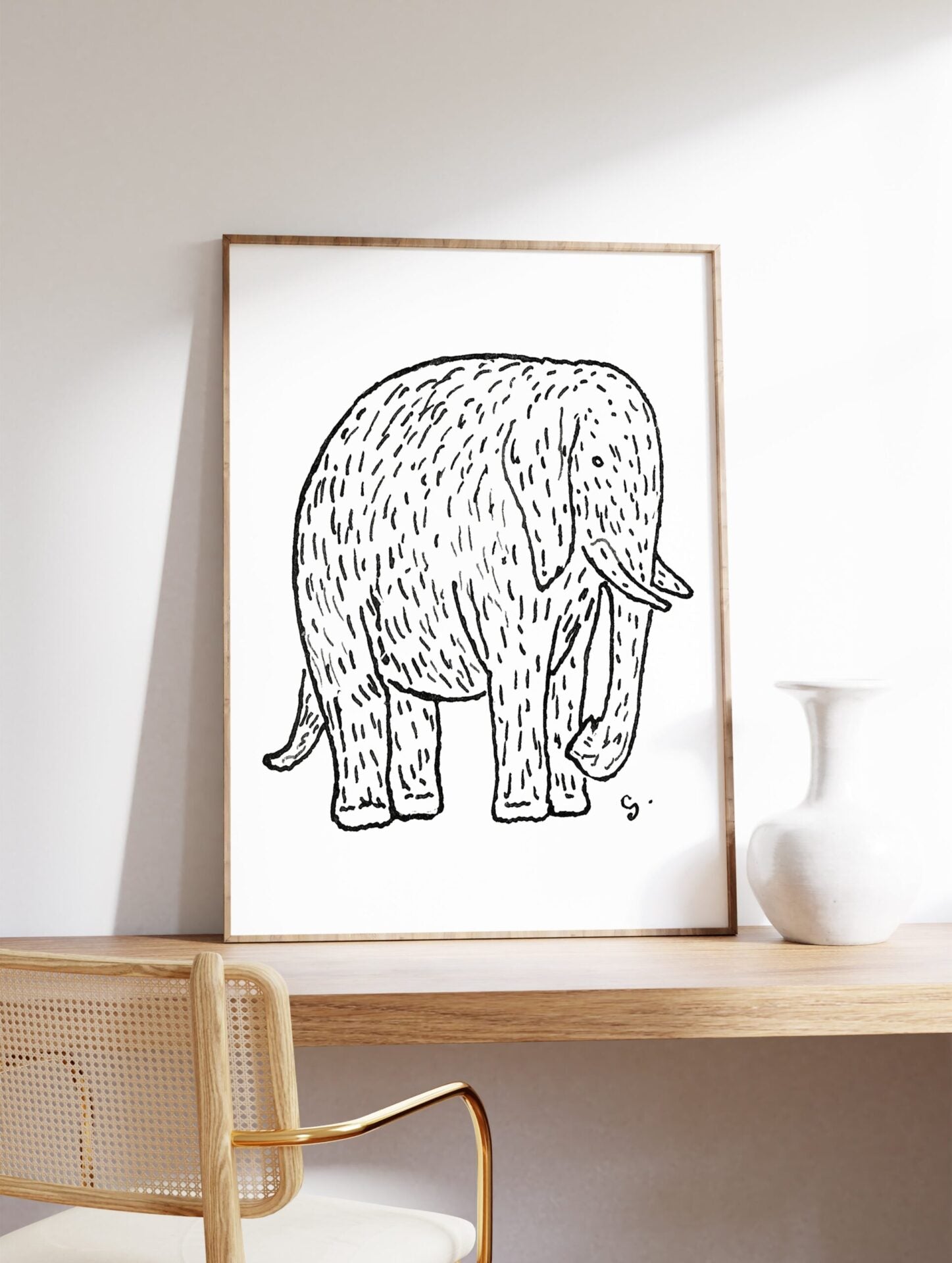 Elephant Poster, Minimalist Elephant Print