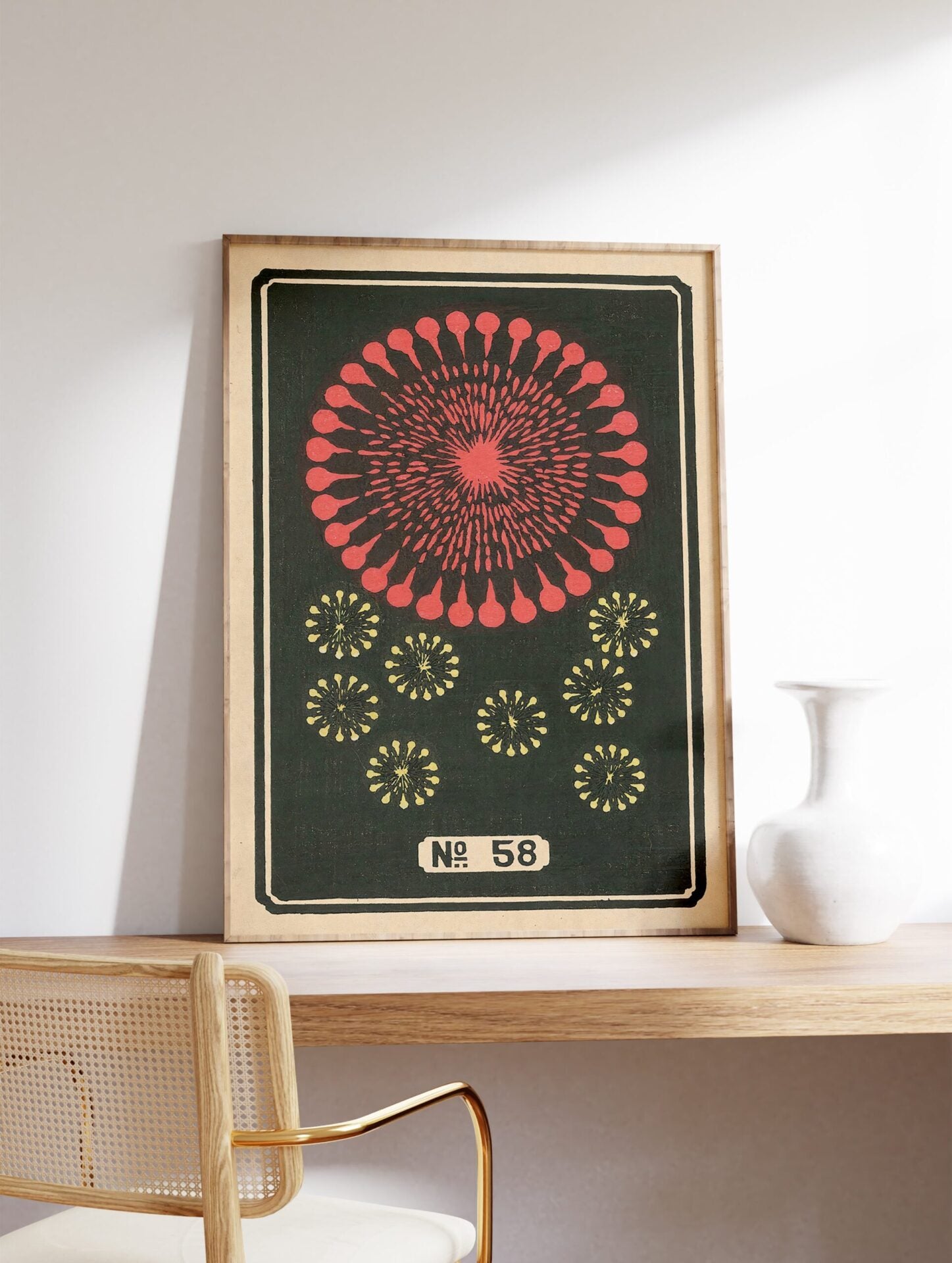 Vintage Japanese Star Firework Poster, Japanese Print