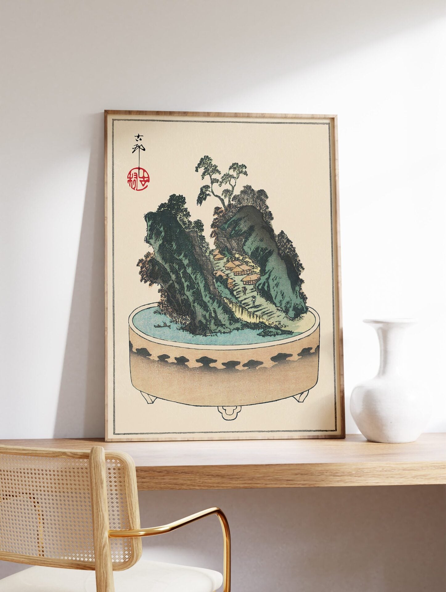 Japanese Bonsai Tree Poster, Vintage Japanese Print