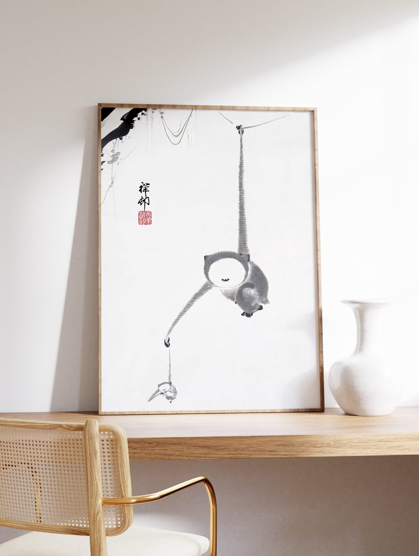 Japanese Monkey Poster, Japanese Animal Print