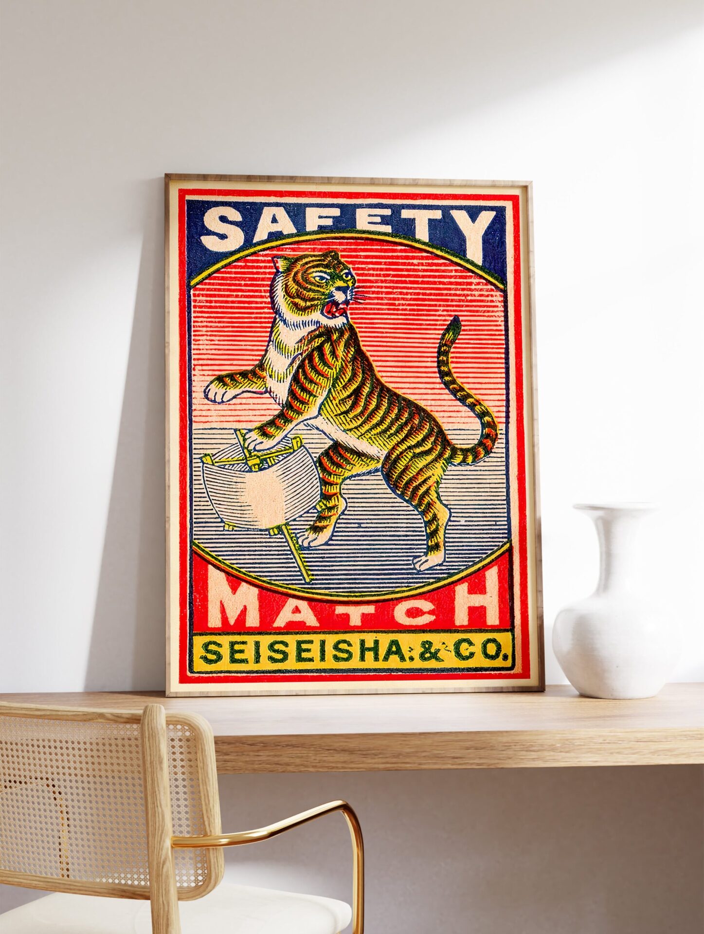 Tiger Matchbox Poster, Japanese Tiger Print