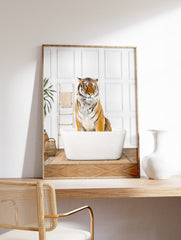 Tiger in the Bathtub Poster, Tiger Print