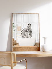 Zebra in the Bathtub Poster, Zebra Print