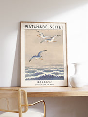 Seagulls Over the Waves Poster by Watanabe Seitei, Watanabe Seitei Print