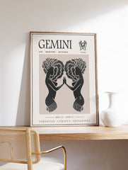 Zodiac Star Sign Poster, Gemini Zodiac Print