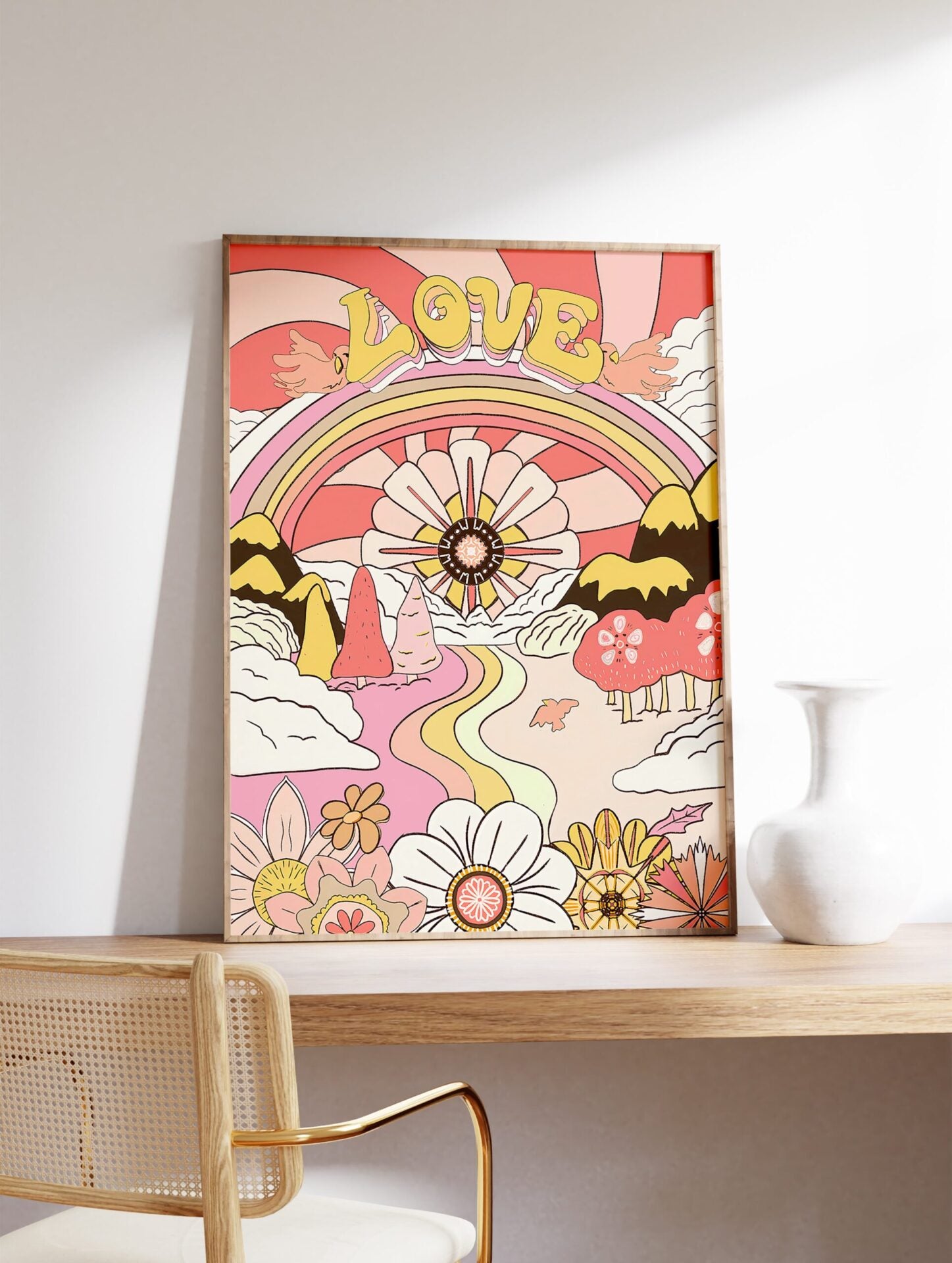 Psychedelic Love Poster, Retro 70's Print