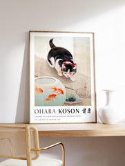 Cat and Goldfish Bowl Poster by Ohara Koson, Ohara Koson Print