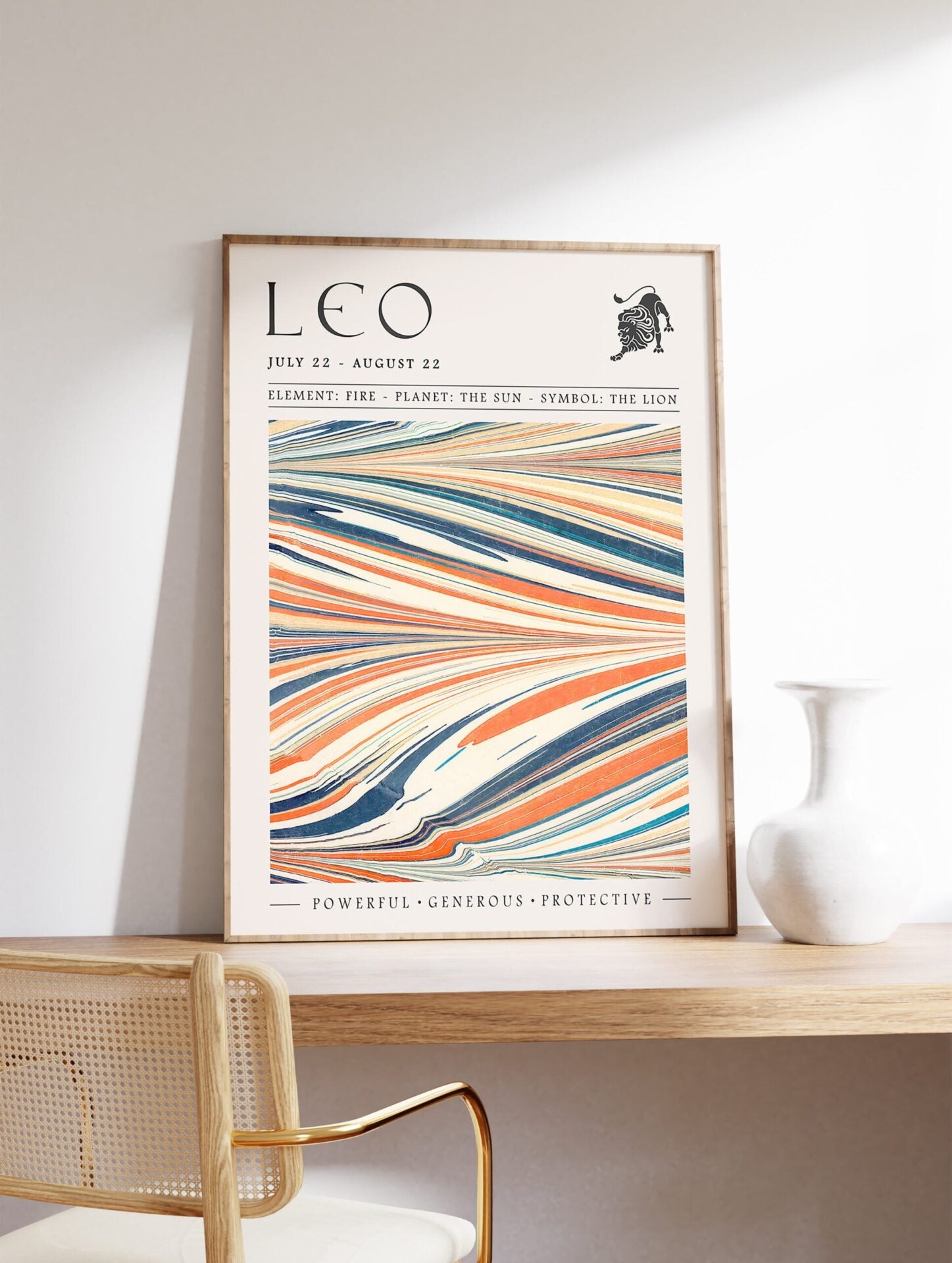 Leo Zodiac Star Sign Poster, Leo Star Sign Print