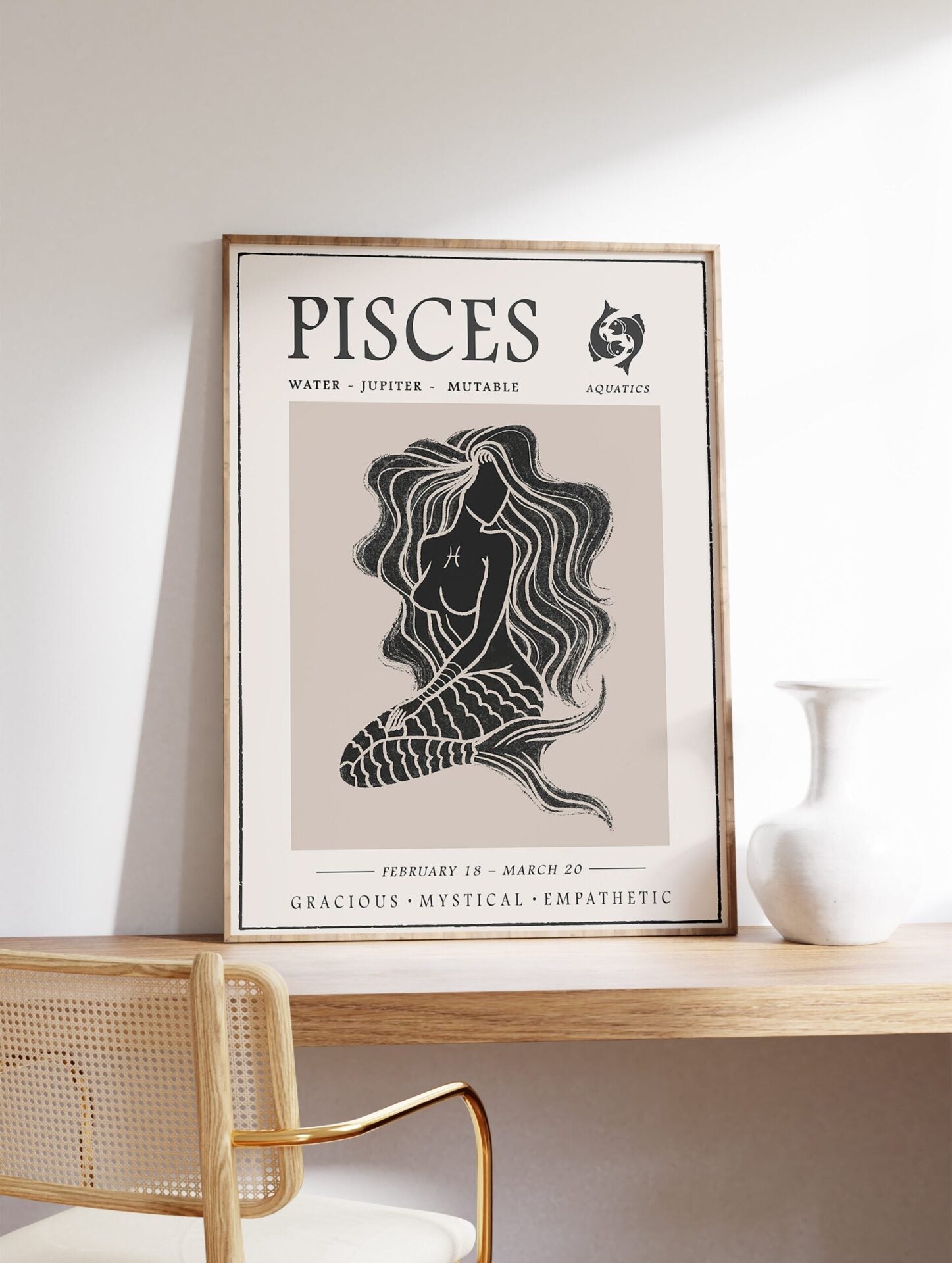 Pisces Zodiac Poster, Pisces Spiritual Print