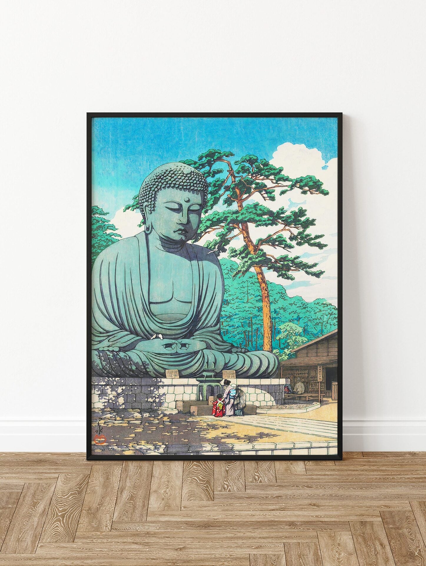 The Great Buddha at Kamakura by Kawase Hasui Art Poster, Kawase Hasui Print