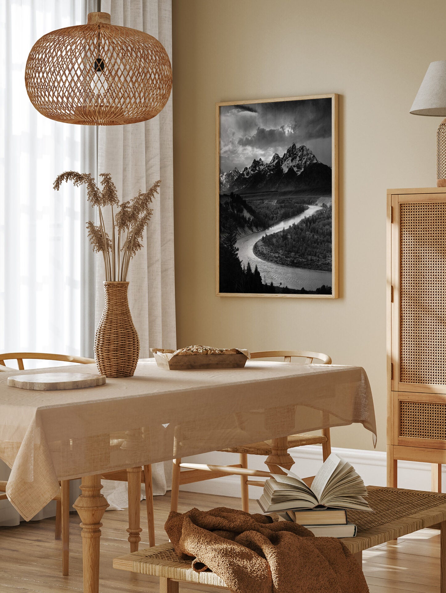 The Snake River Poster by Ansel Adams, Black and White River Print