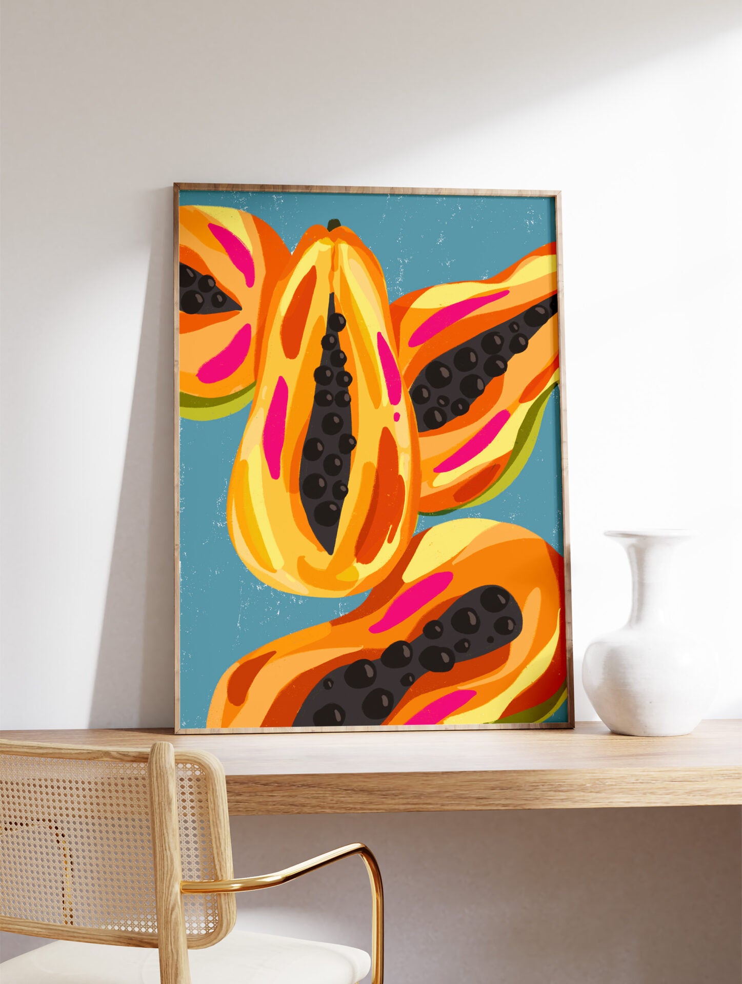 Papaya Poster, Exotic Fruit Print