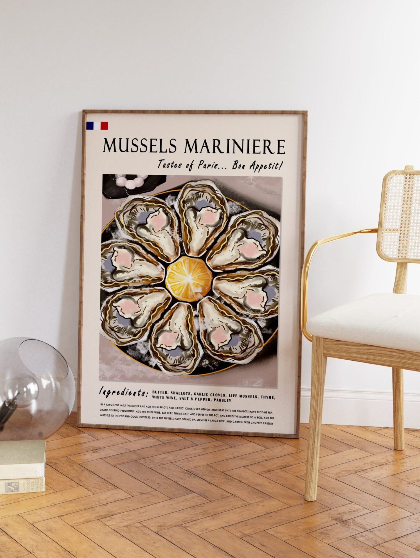 Mussels Mariniere Food Poster, French Food Print