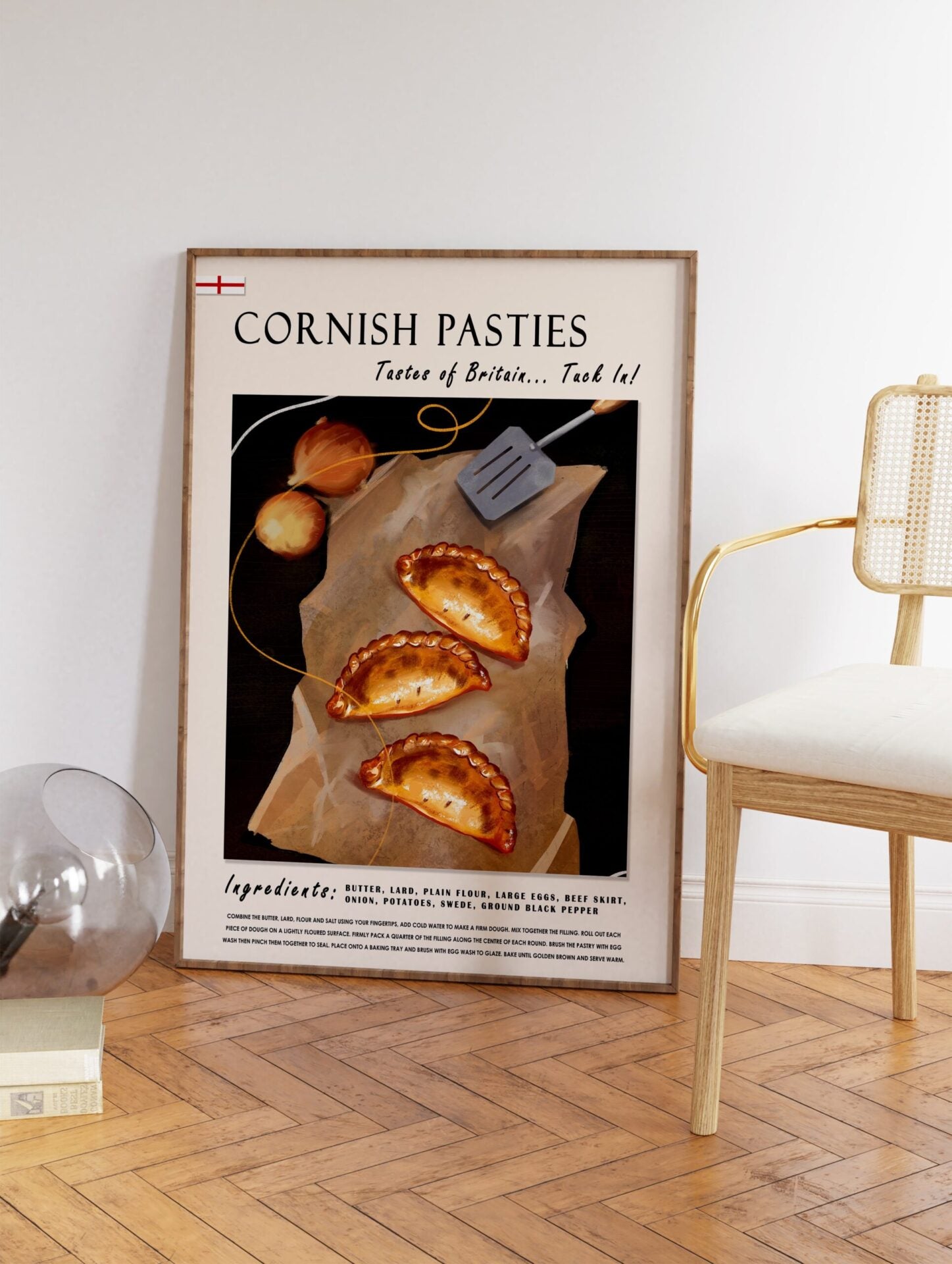 Cornish Pasties Food Poster, British Food Print