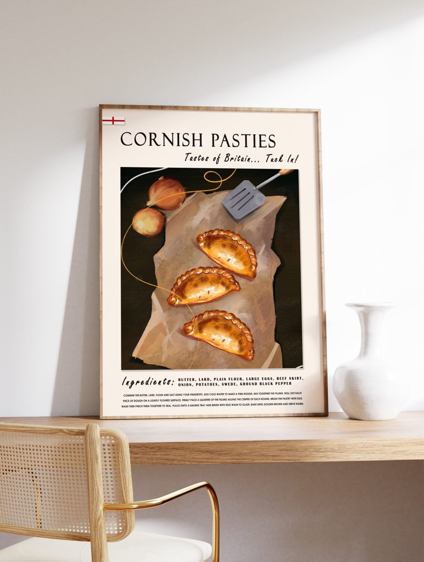 Cornish Pasties Food Poster, British Food Print