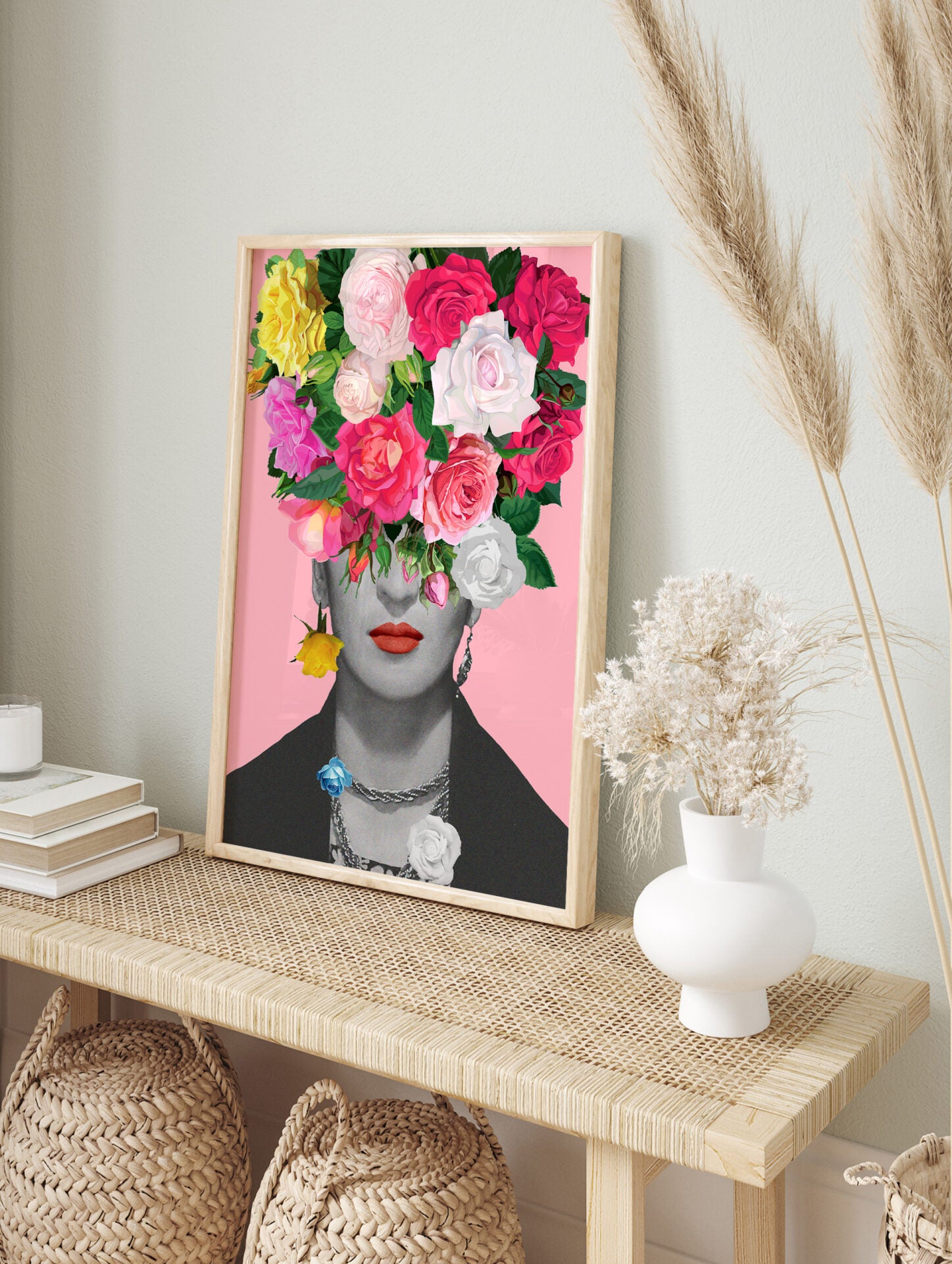 Frida Kahlo Poster, Flower Head Print