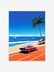 Retro Car Poster, Beach Print