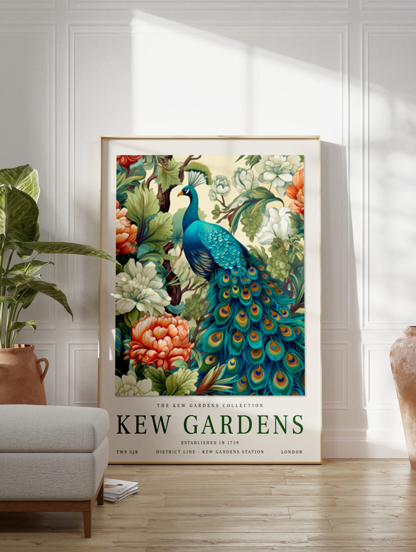 Peacock Poster, Kew Gardens Print