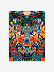 Mexican Floral Cat Poster, Mexican Animal Print