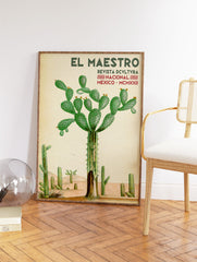 Mexican Cactus Poster, Mexican Interior Print