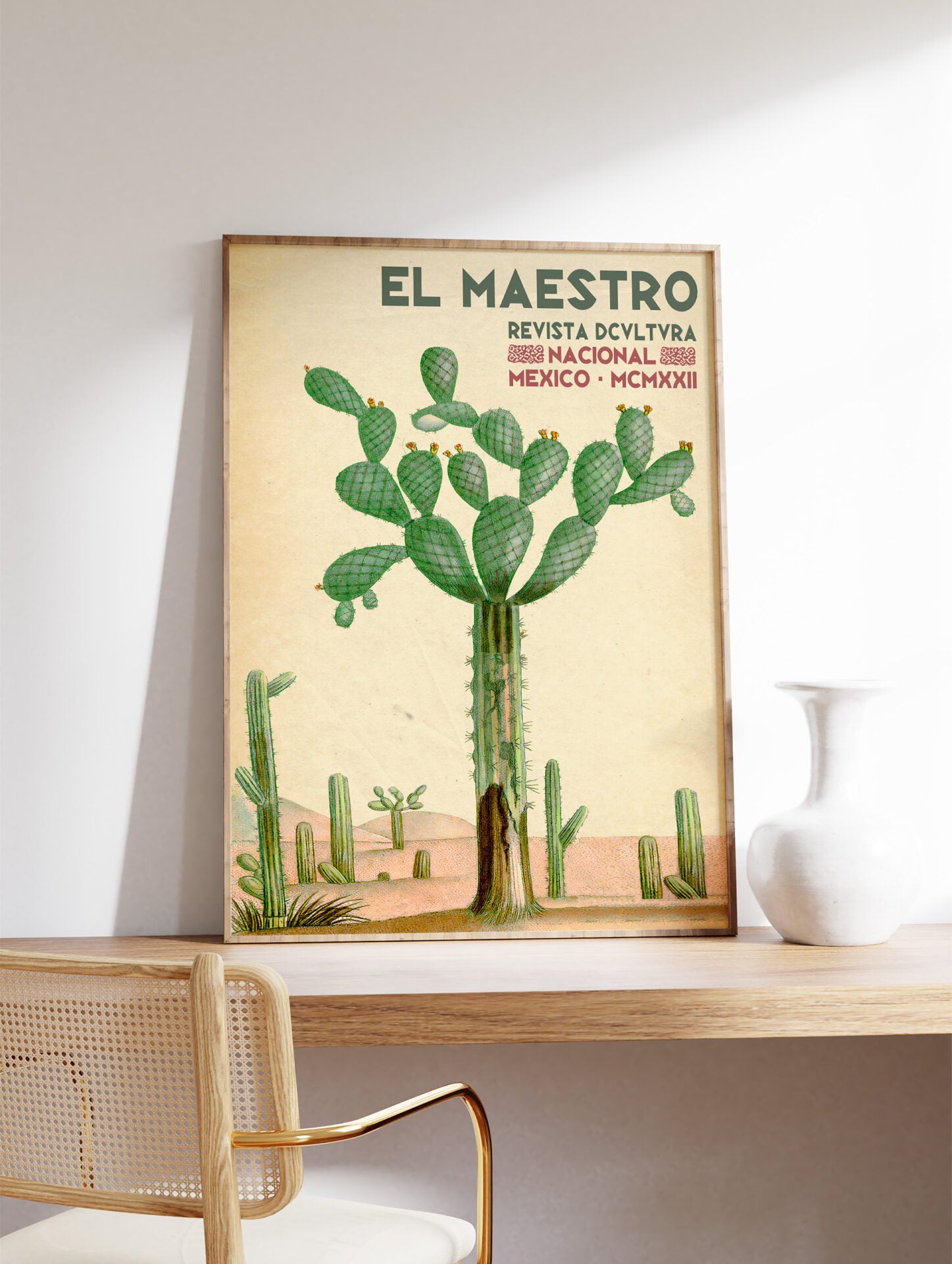 Mexican Cactus Poster, Mexican Interior Print