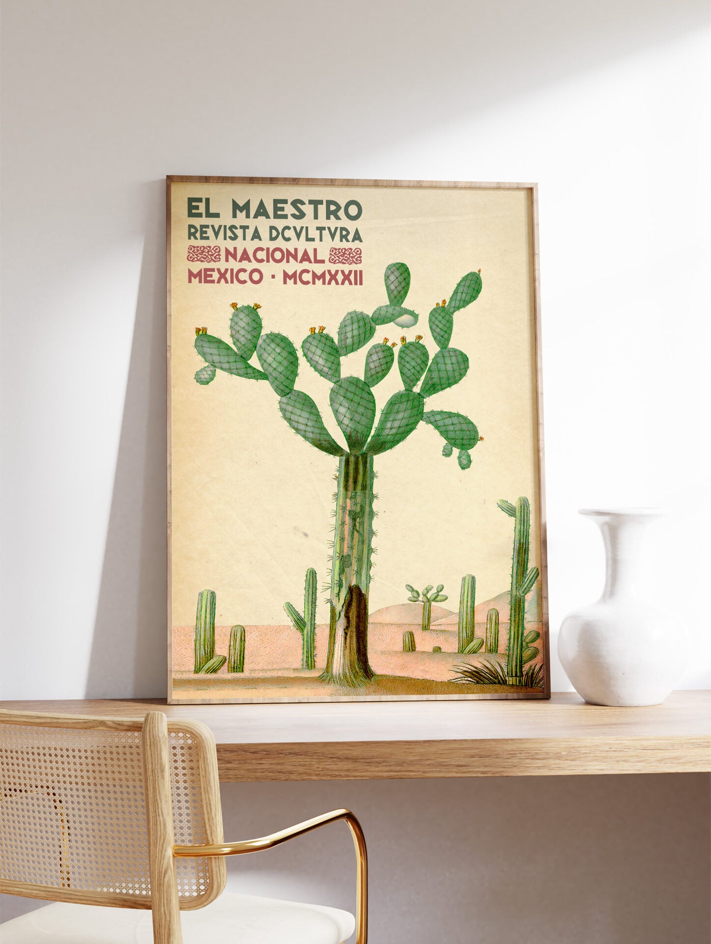 Mexican Cactus Poster, Mexican Interior Design