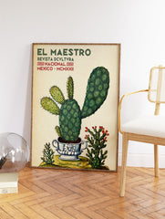 Mexican Cactus Poster, Mexican Interior Print