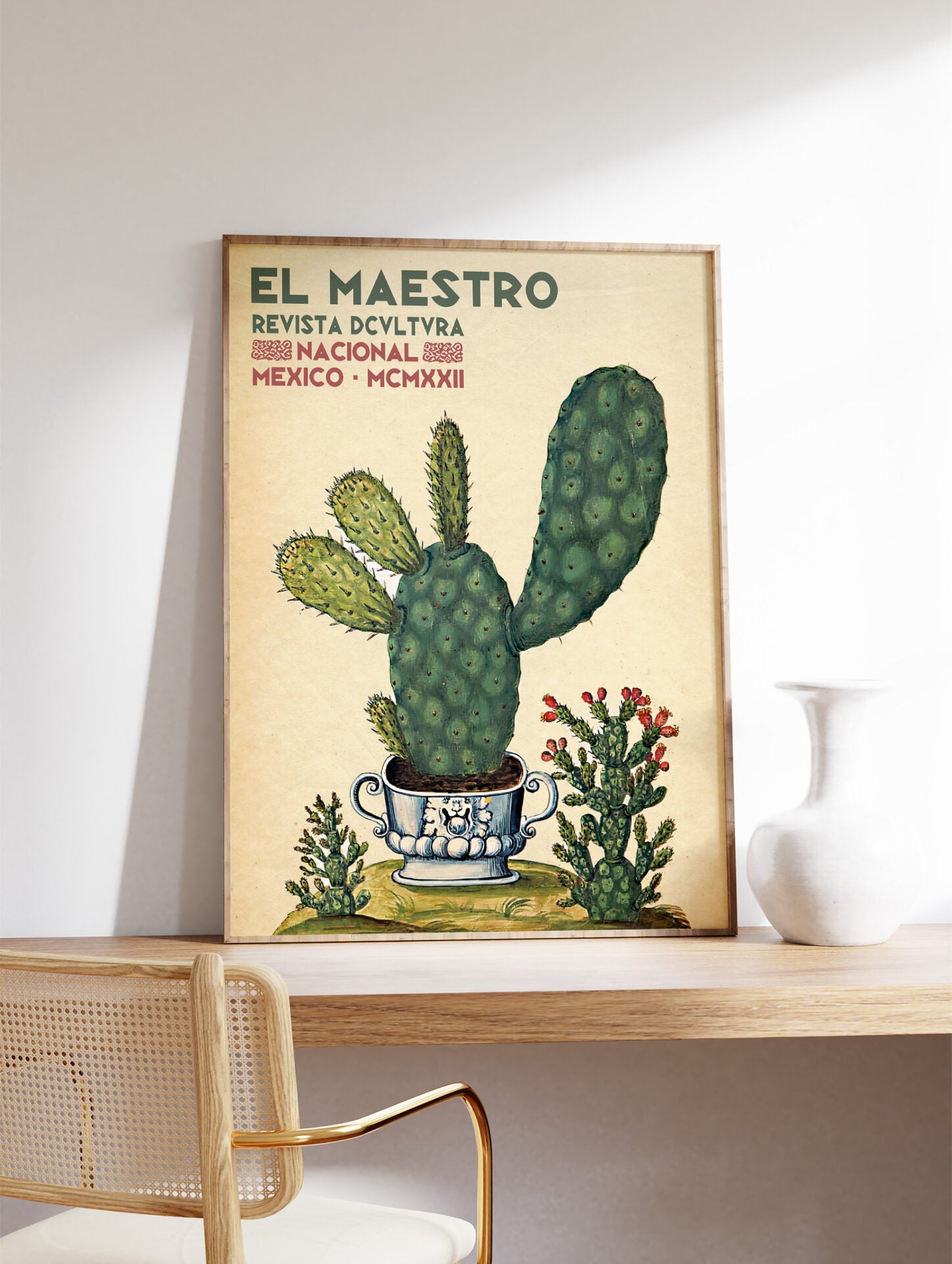 Mexican Cactus Poster, Mexican Interior Print