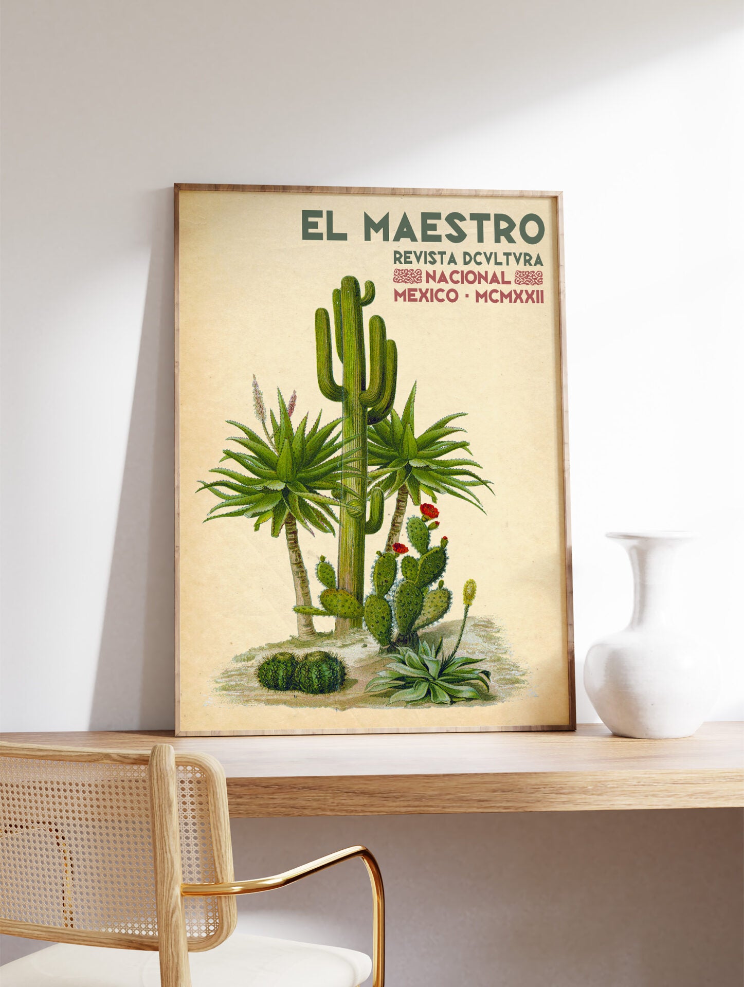 Mexican Cactus Poster, Mexican Interior Print