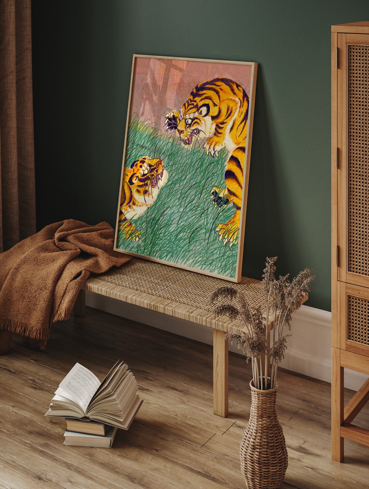 Tigers Poster, Japanese Animal Print