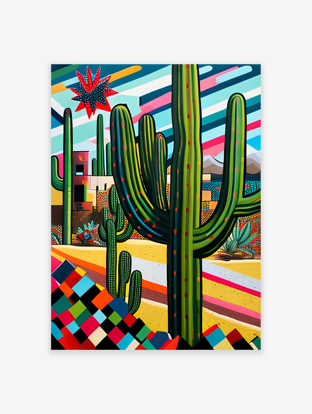 Mexican Cactus Poster, Mexican Interior Print