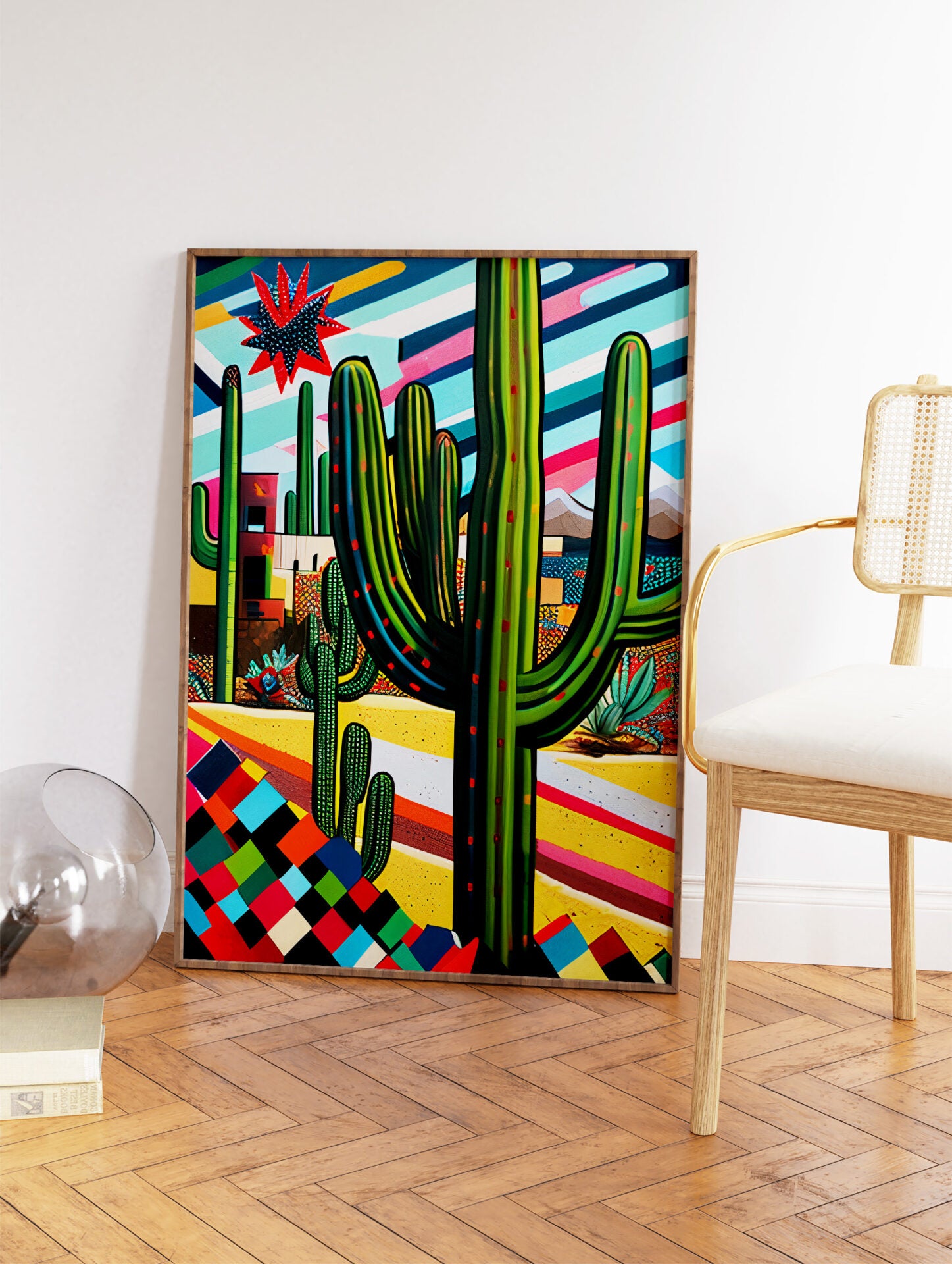 Mexican Cactus Poster, Mexican Interior Print