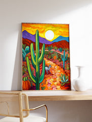 Mexican Cactus Poster, Mexican Interior Print