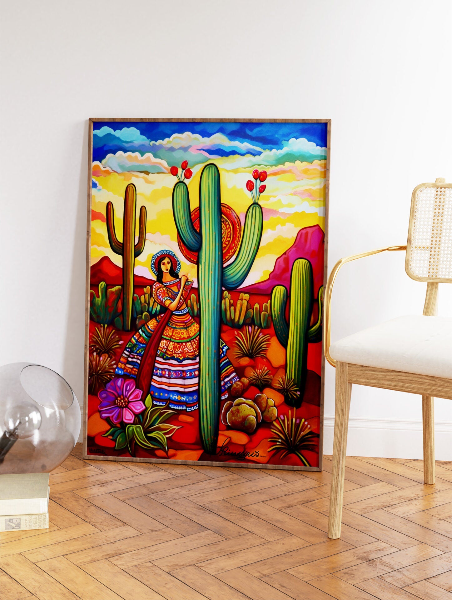 Mexican Cactus Poster, Mexican Interior Print