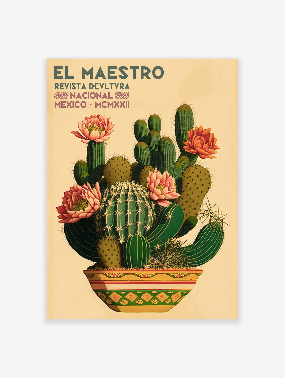 Mexican Cactus Poster, Mexican Print