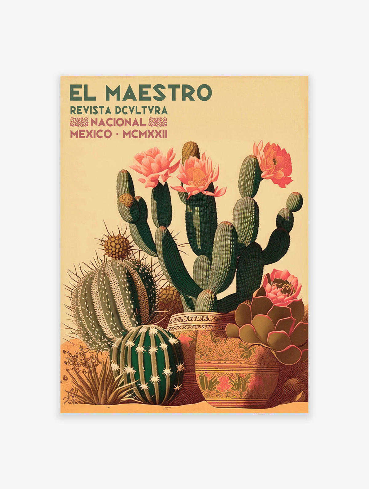 Mexican Cactus Poster, Mexican Print